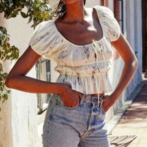 Doen Adie Top, Painted Bouquet print, XS